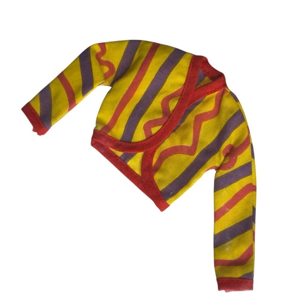 VTG Barbie Doll Colorful Striped Jacket with Red & Yellow‎ Trim Dollwear Fashion